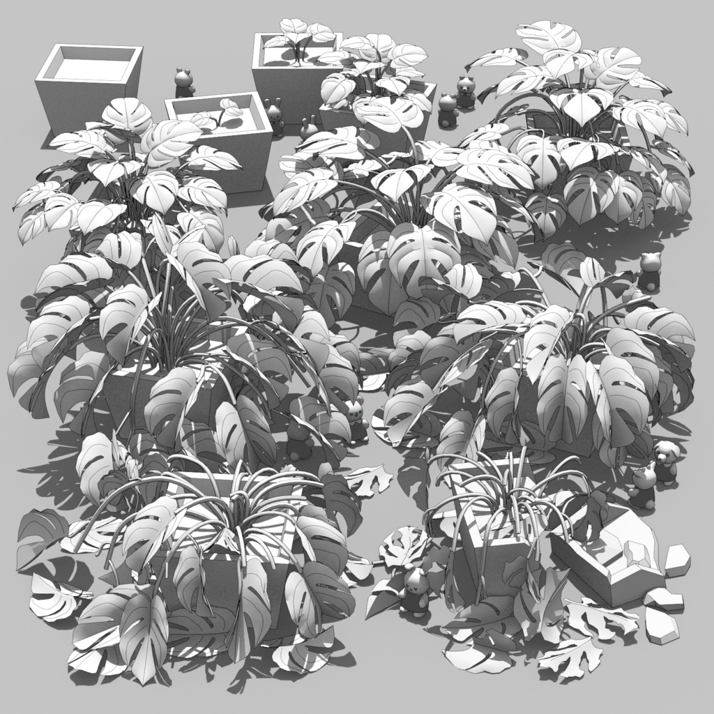 観葉植物成長過程3D96点セット