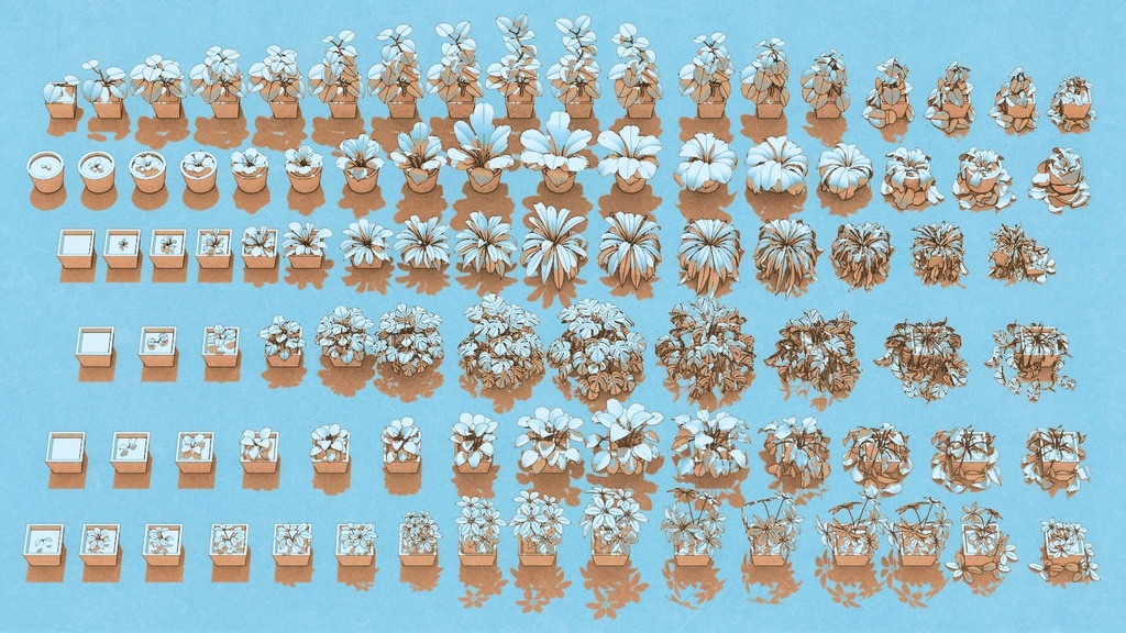 観葉植物成長過程3D96点セット