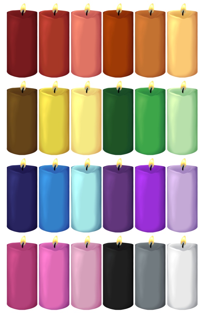 Pillar Candle assets: 24 Different Colors