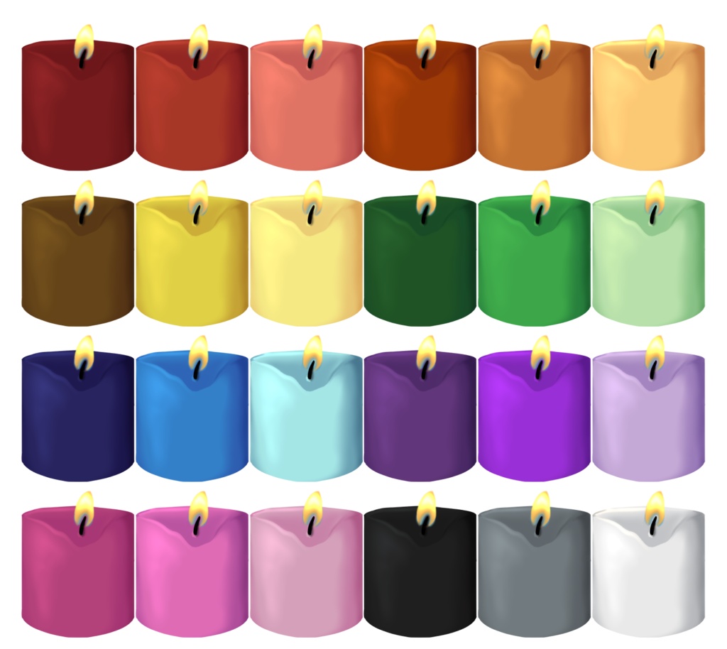 Pillar Candle assets: 24 Different Colors