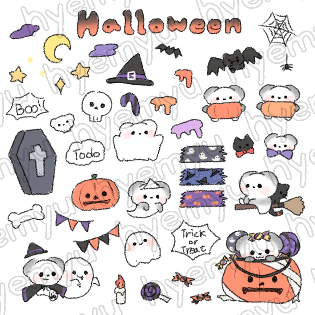 Pangsili Halloween ステッカーセット（44種）