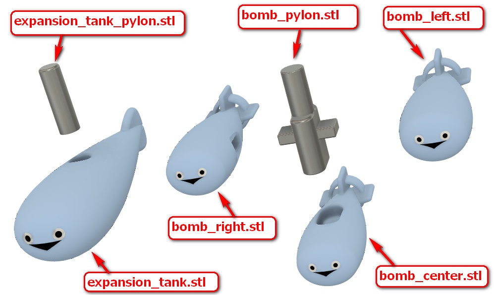 サカバンバクダンと増槽STLデータ(sakaban-bombs and expansion-tank)