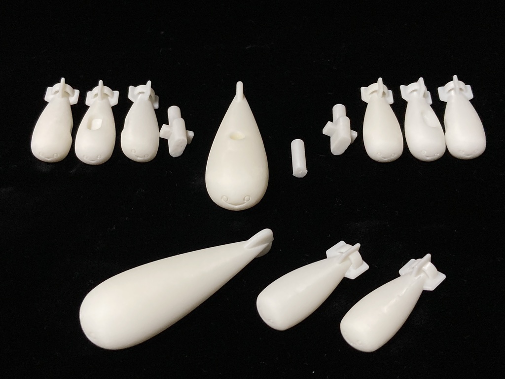 サカバン爆弾と増槽の3Dプリント品(3D printed product of sakaban-bombs and expansion-tank)