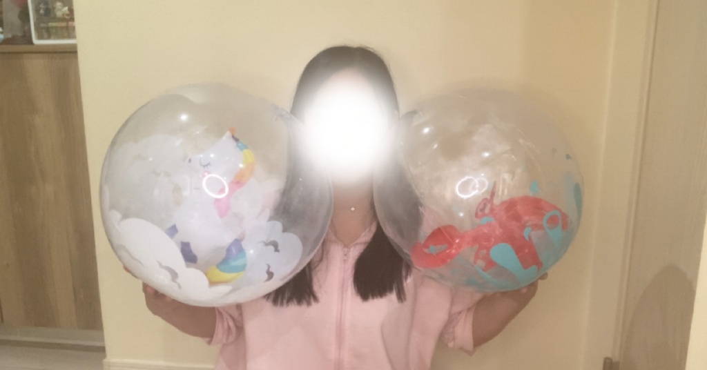 3Dビーチボール2種類を膨らまして遊んでみた🦄🦀