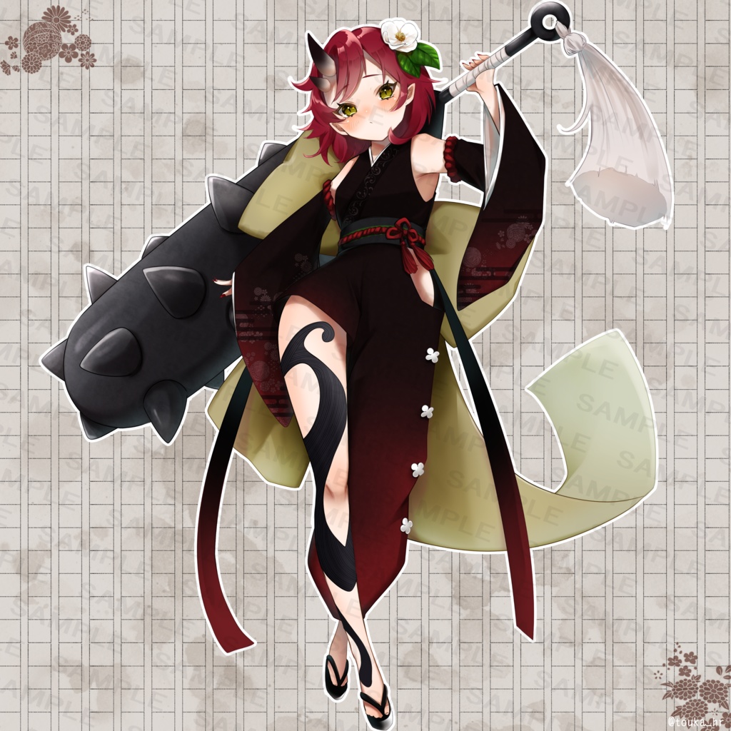 立ち絵素材『赤鬼の女の子👹』表情差分14種