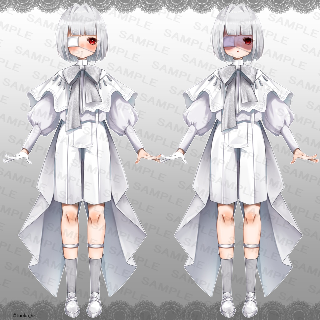 立ち絵素材『白髪ボブ🕊️』表情差分12種