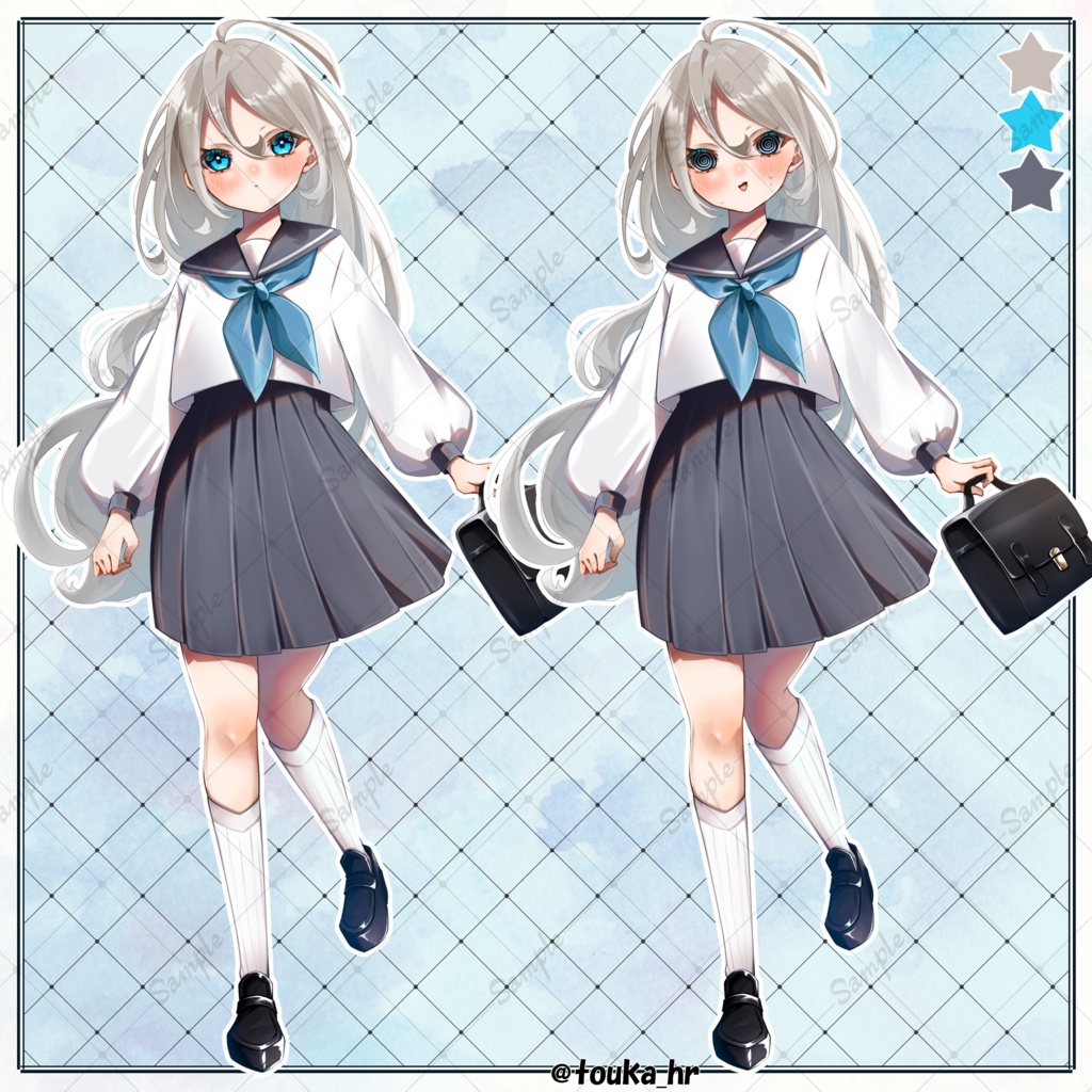 立ち絵素材『💙寒色系×セーラー服💎』