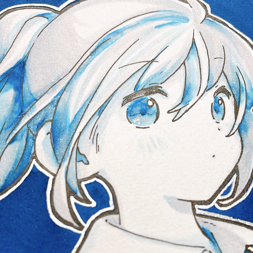 【原画】瑠璃の瞳【ミニ色紙】