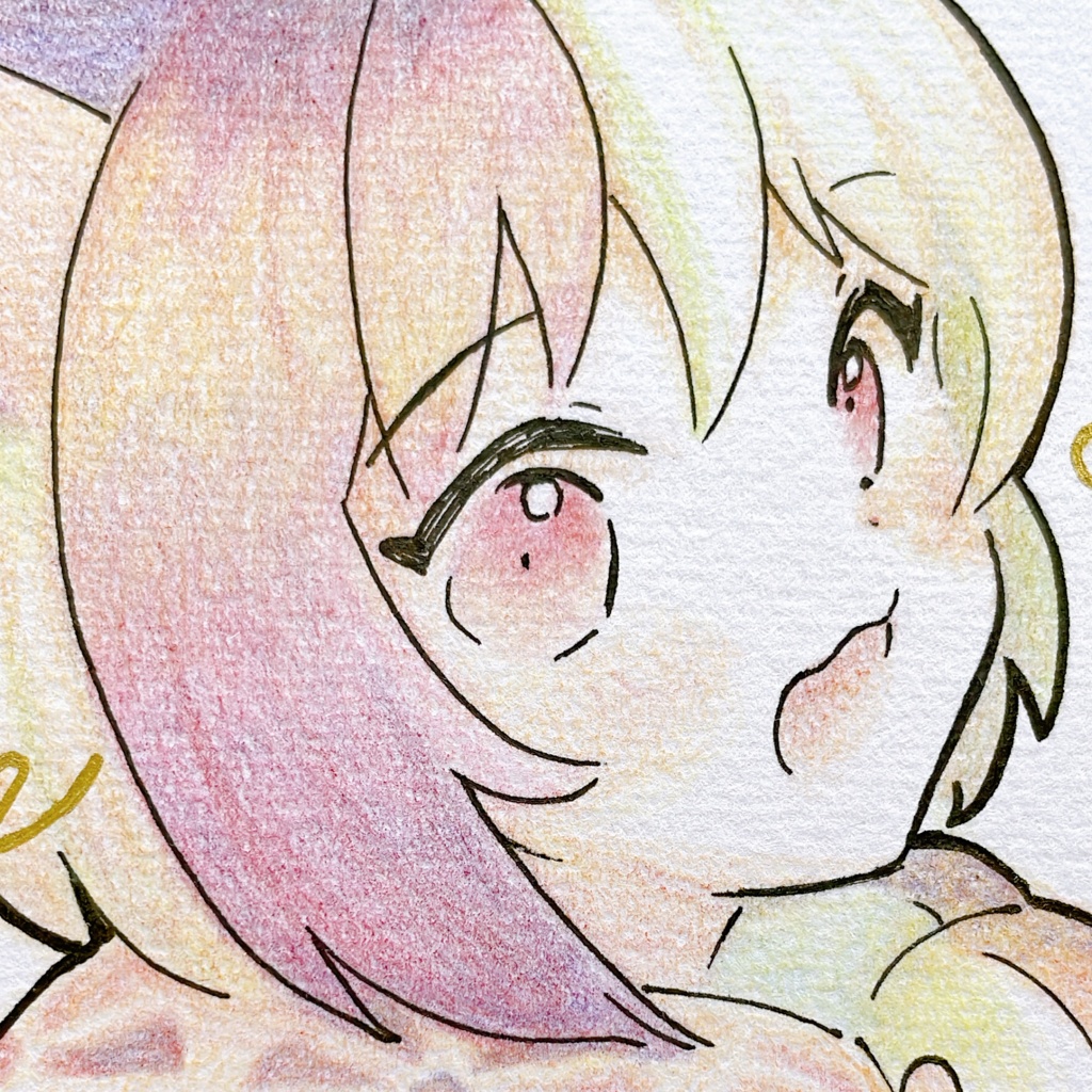 【原画】虹色ちゃこね【ミニ色紙】