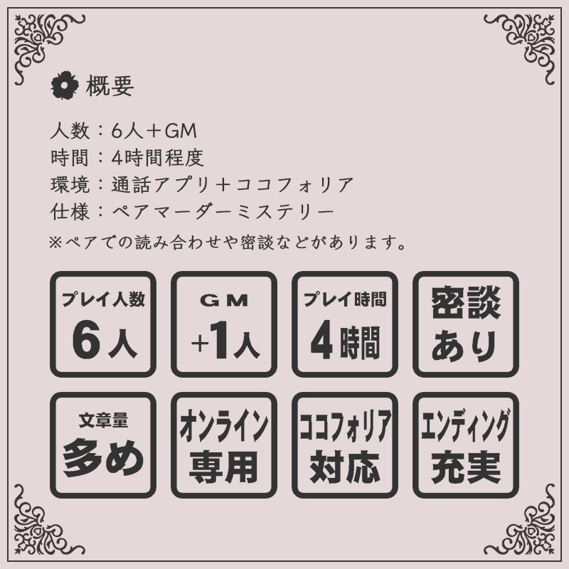 ペアマーダーミステリー『命に供花を』