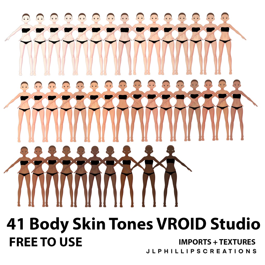 FREE VROID Studio 41 Skin Tone Body Package 