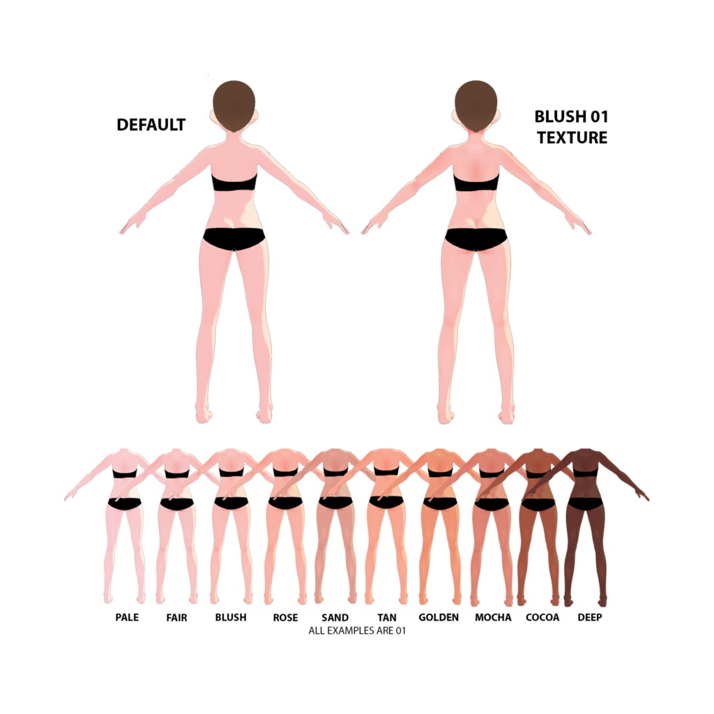 Free VRoid Skintone Body Pack ~ 41 Skin Tone Body Imports + Textures