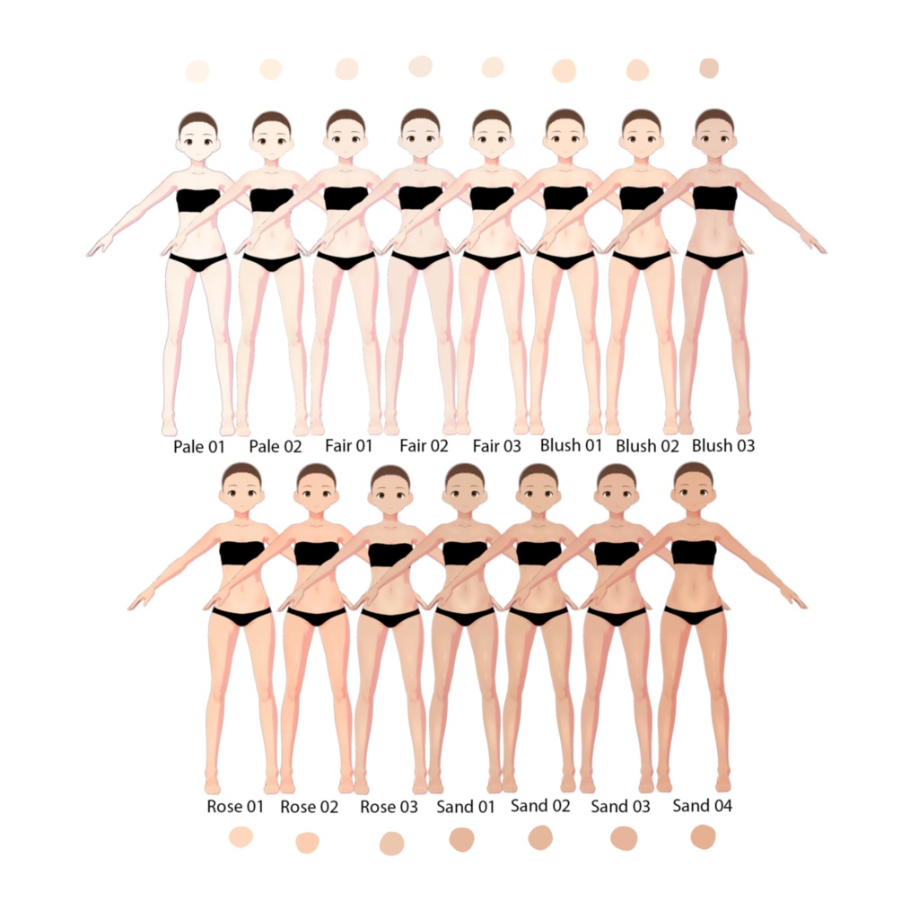 Free VRoid Skintone Body Pack ~ 41 Skin Tone Body Imports + Textures