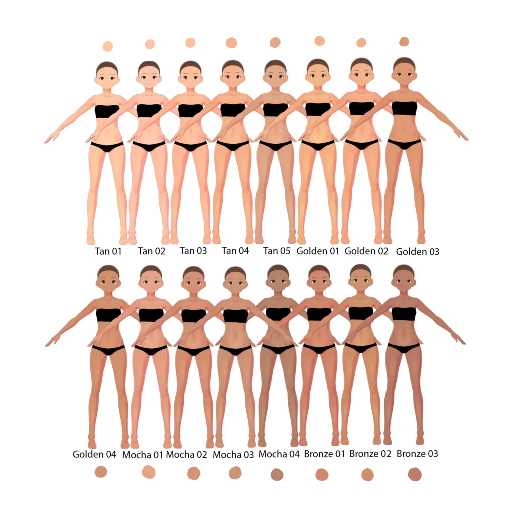 Free VRoid Skintone Body Pack ~ 41 Skin Tone Body Imports + Textures