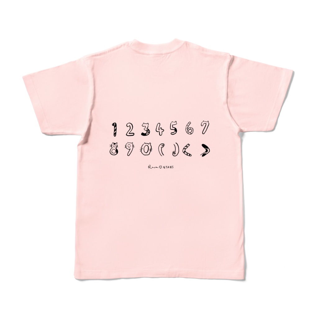 Tシャツ にゃんばー ライトピンク