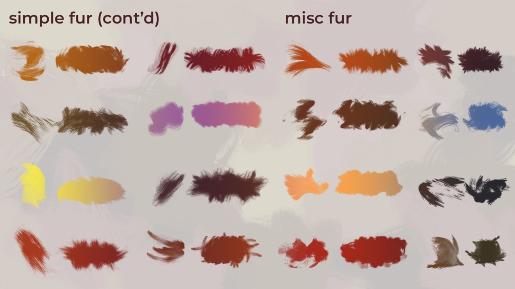 ファーブラシ100種 100 Fur Brushes (Photoshop .ABR)