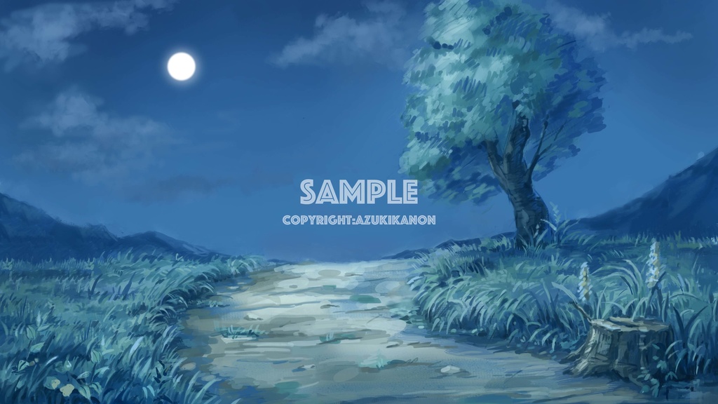 【背景素材】「爽やか草原」 昼、夕、夜差分