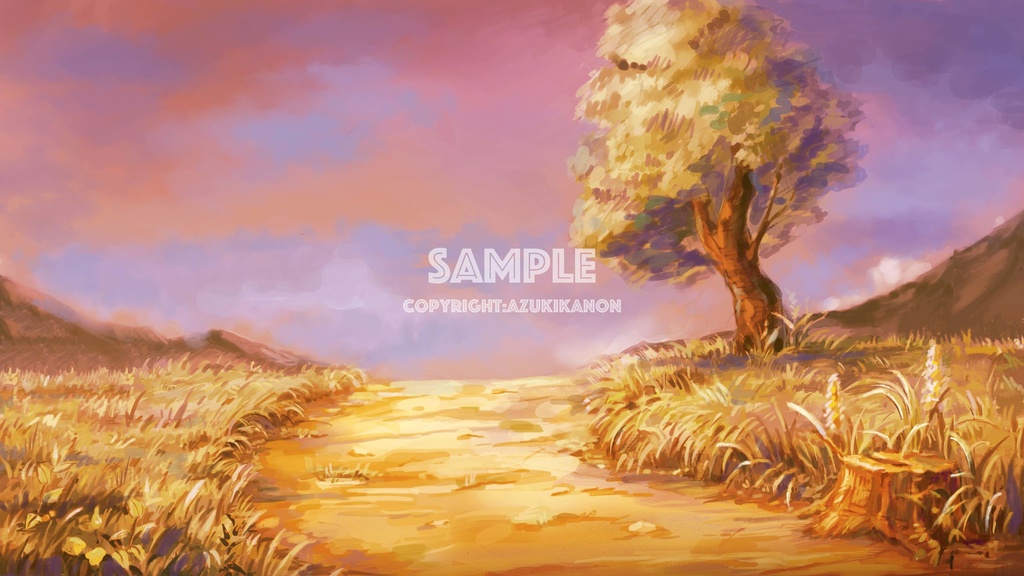 【背景素材】「爽やか草原」 昼、夕、夜差分