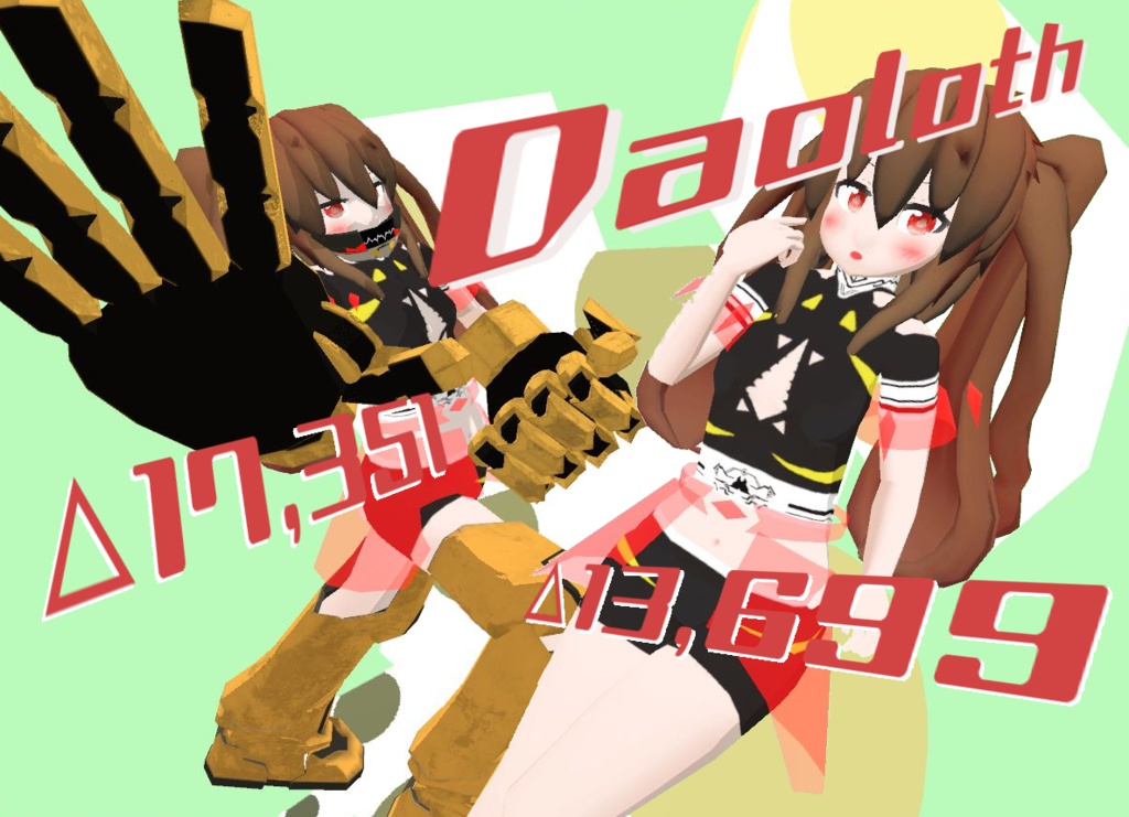 VRChat想定3Dキャラクターモデル『ダオロス』+付属パーツ