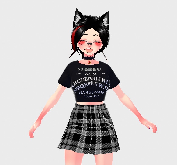 Ouija t-shirt + Black skirt 