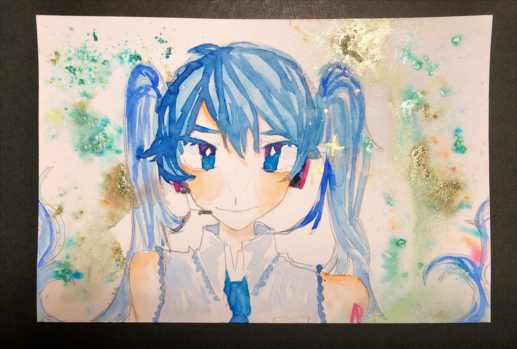 初音ミク 水彩原画 はがきイラスト Ritoania Booth