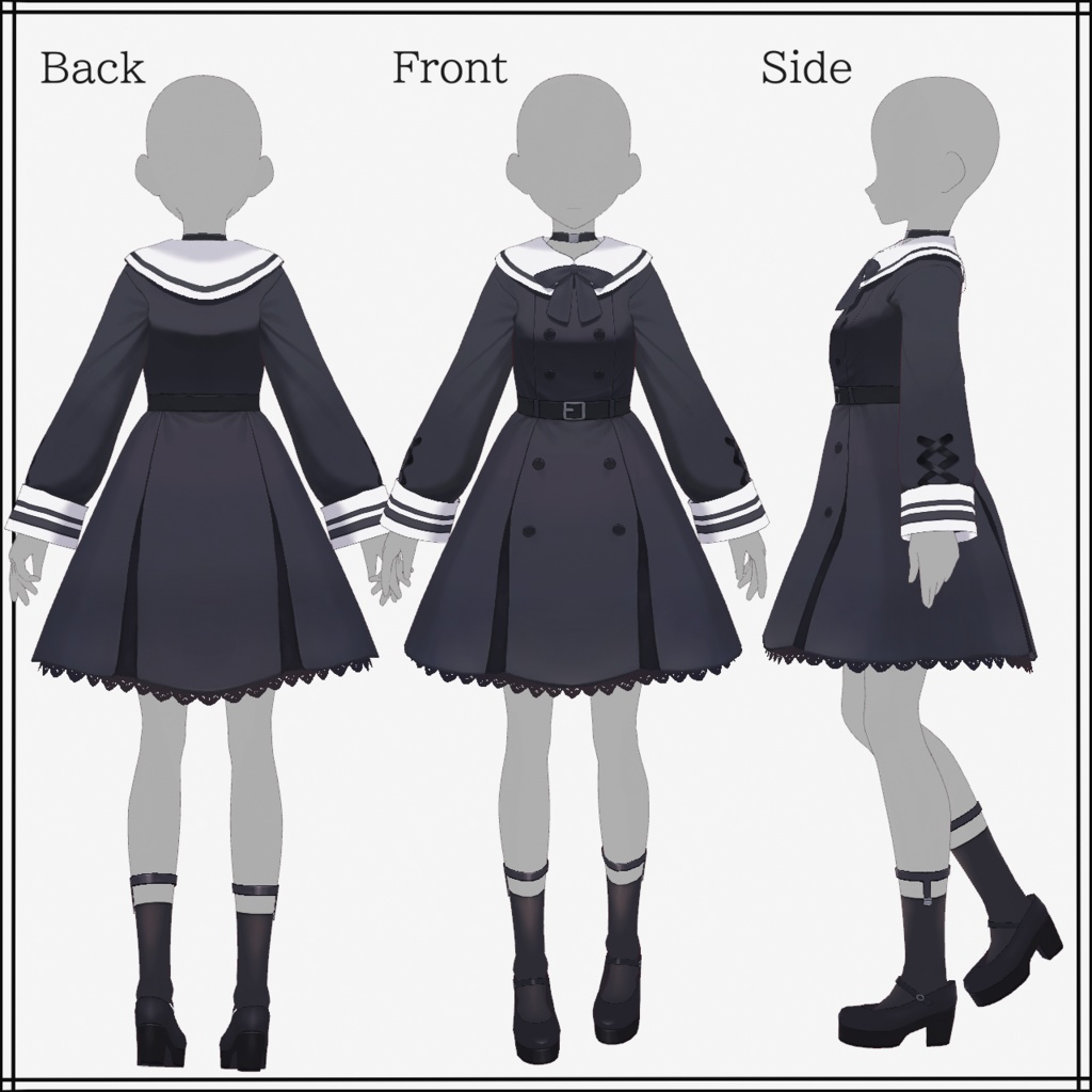 【VRoid】ゴシックセーラードレスセット【無料版あり】