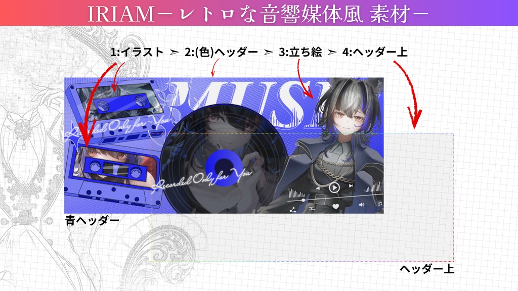 IRIAM-レトロな音響媒体ヘッダーリング素材-