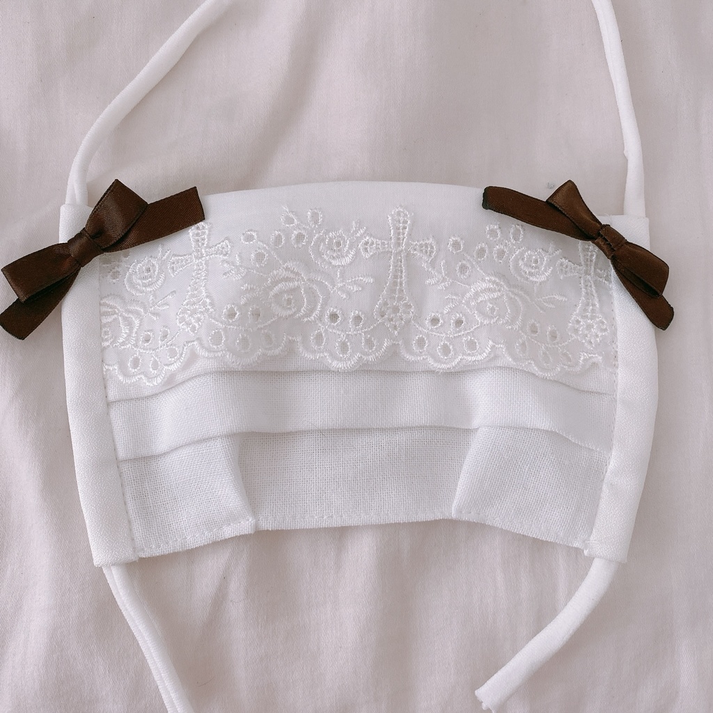 ままのロリィタマスク 茶色リボン