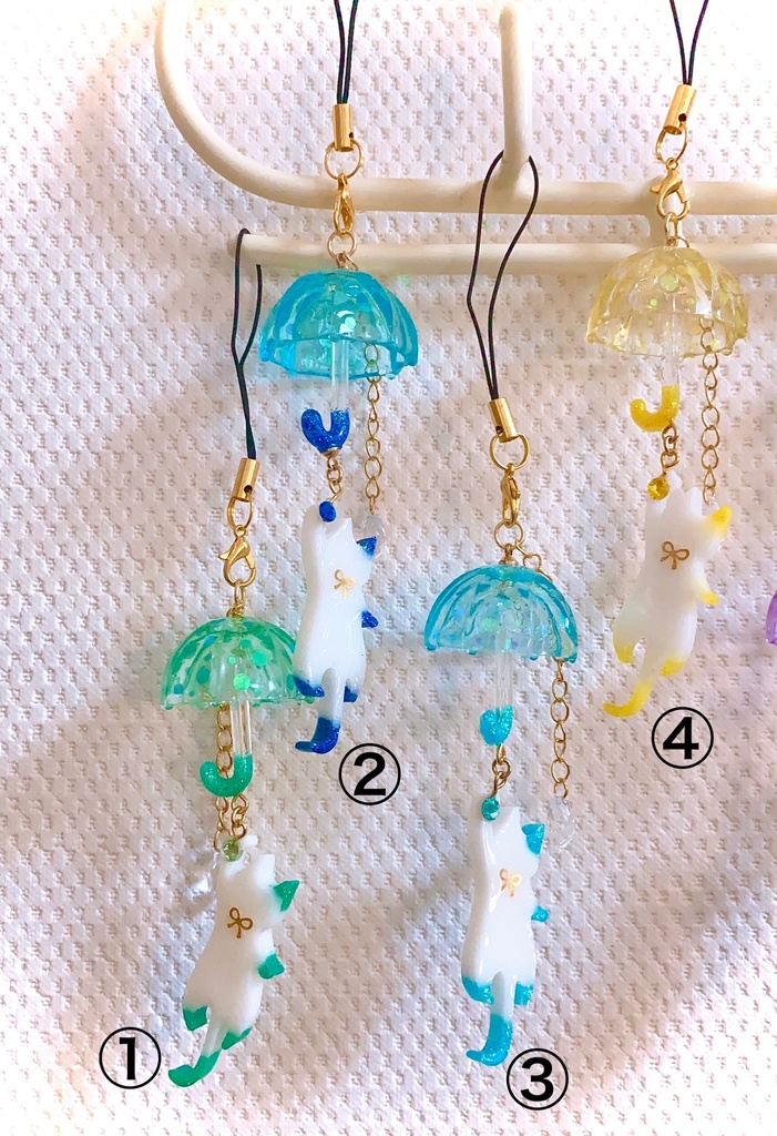傘 ぶら下がり にゃんこ ストラップ