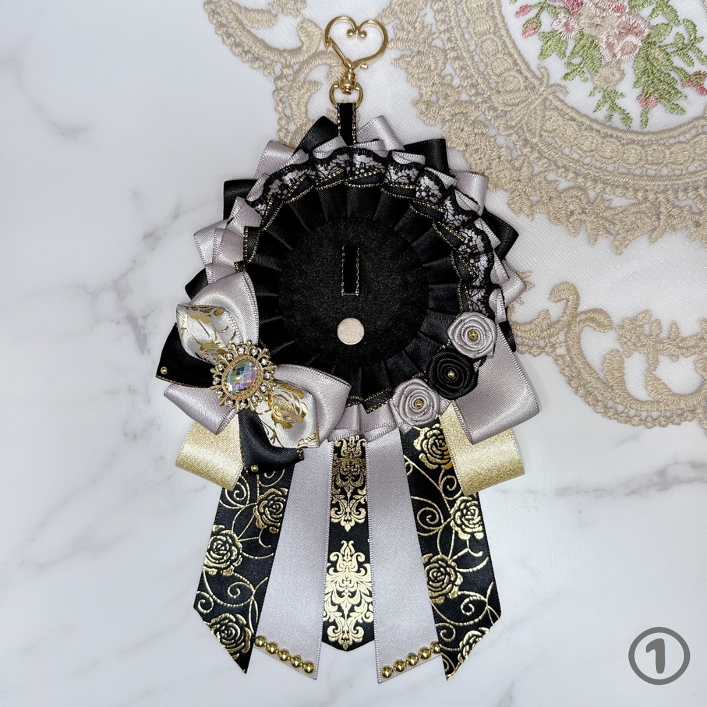 【R01-B1】痛ロゼット ロゼット 缶バッジ 推し活 痛バ 量産型 地雷系 オタ活 クラシカル 黒