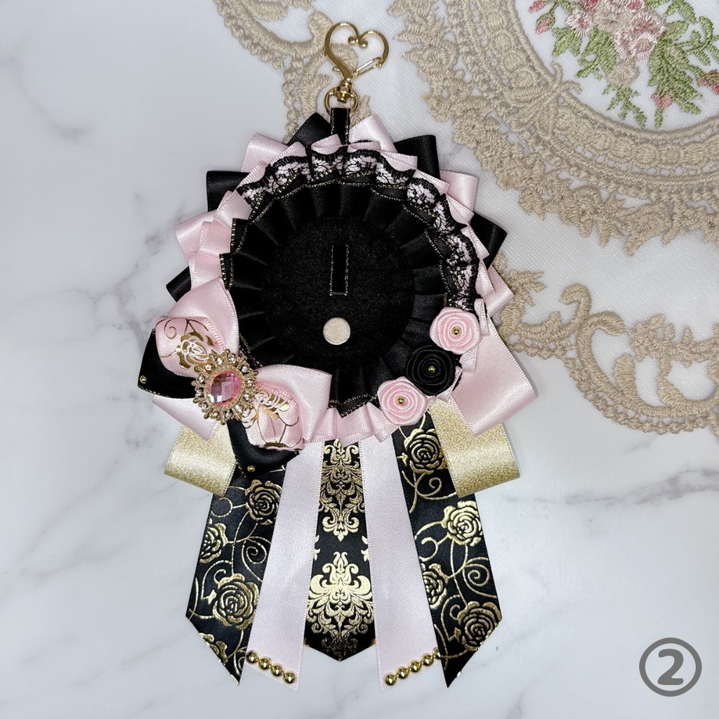 【R01-B1】痛ロゼット ロゼット 缶バッジ 推し活 痛バ 量産型 地雷系 オタ活 クラシカル 黒