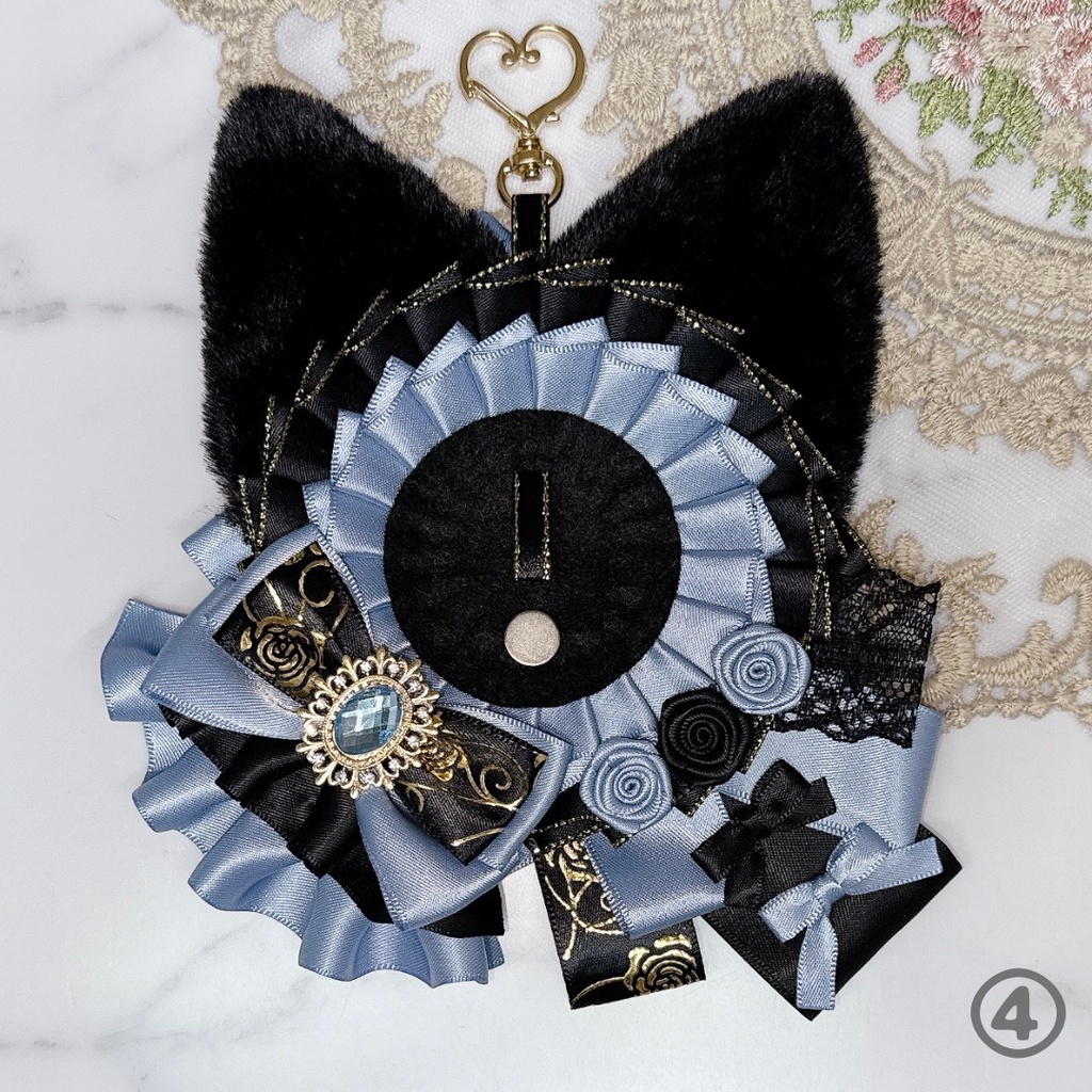 【R02-B1】痛ロゼット ロゼット 缶バッジ 推し活 痛バ 量産型 地雷系 オタ活 猫耳 フリル 黒