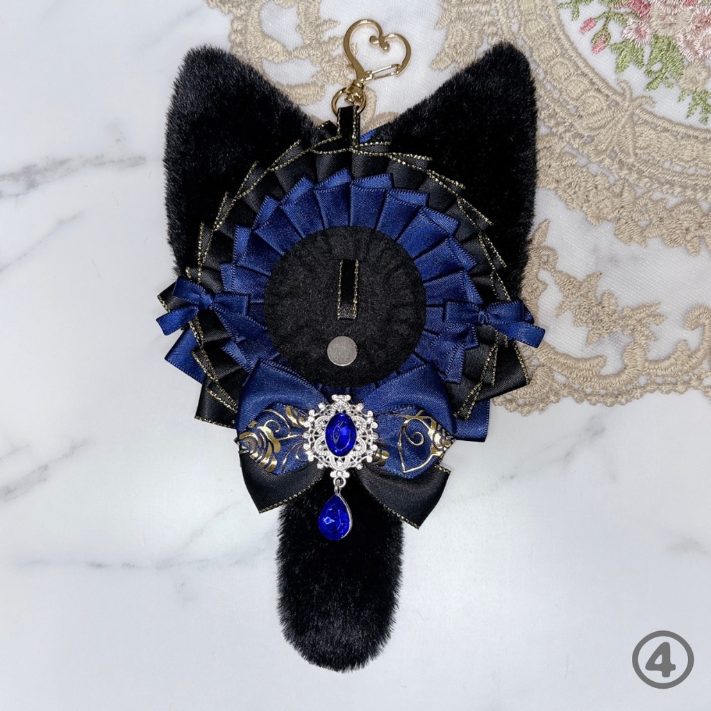 【R03-B1】痛ロゼット ロゼット 缶バッジ 推し活 痛バ 量産型 地雷系 オタ活 猫耳 しっぽ付き 黒