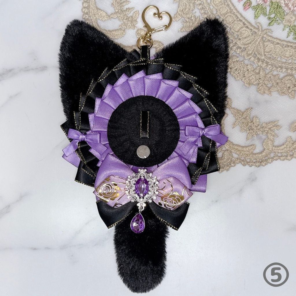 【R03-B1】痛ロゼット ロゼット 缶バッジ 推し活 痛バ 量産型 地雷系 オタ活 猫耳 しっぽ付き 黒