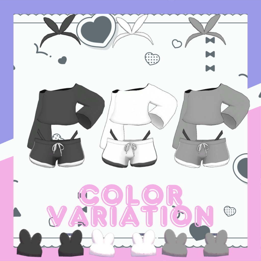 【衣装+髪型/髪型のみ】でこだしロング&だるっと部屋着【MA対応】