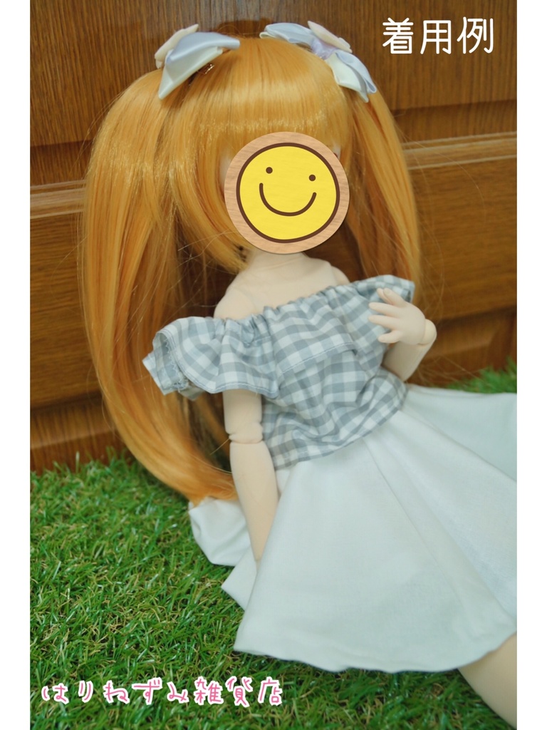 ギンガムチェック オフショルダー 【グレー×ホワイト】