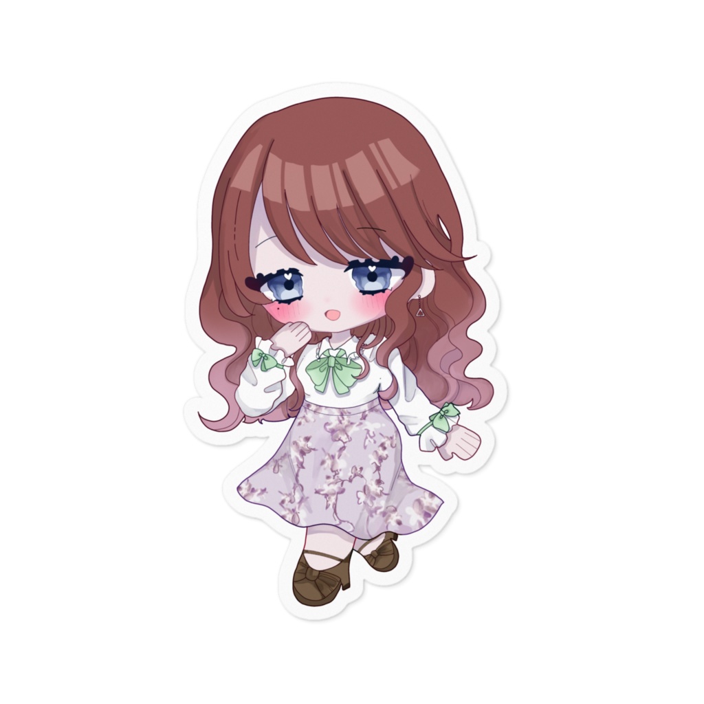 「玖磨須 あゆ」ステッカー(ホワイト)表情10種 ロゴ1種 100 x 100 (mm)