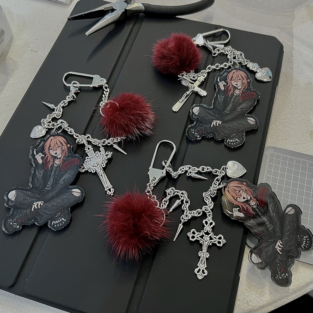 チャーム付きアクリルキーホルダー(鮭･大)