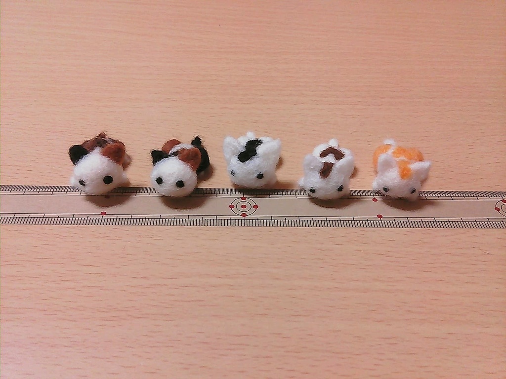 ハート猫　羊毛フェルト マグネット 5個セット（送料無料）