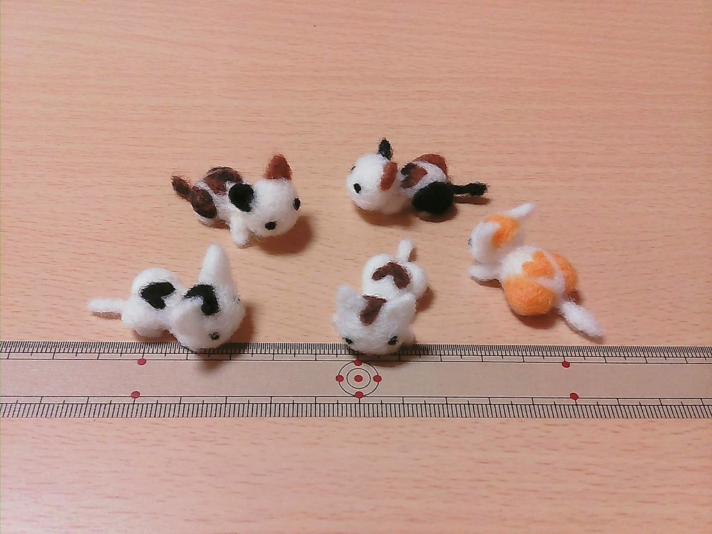 ハート猫 羊毛フェルト マグネット 5個セット(送料無料)