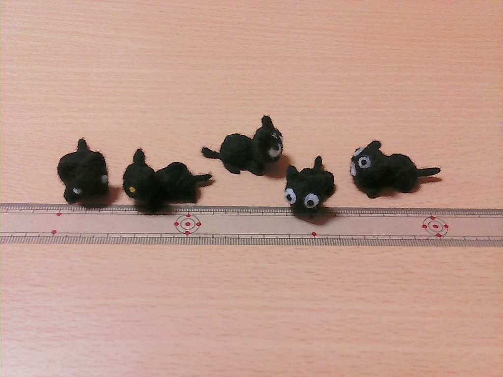 黒猫　羊毛フェルト マグネット 5個セット（送料無料）