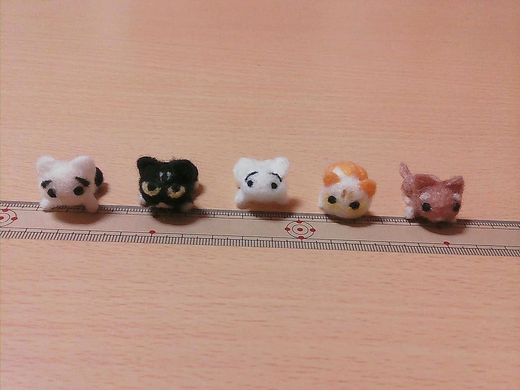 クセ猫　羊毛フェルト マグネット 5個セット（送料無料）
