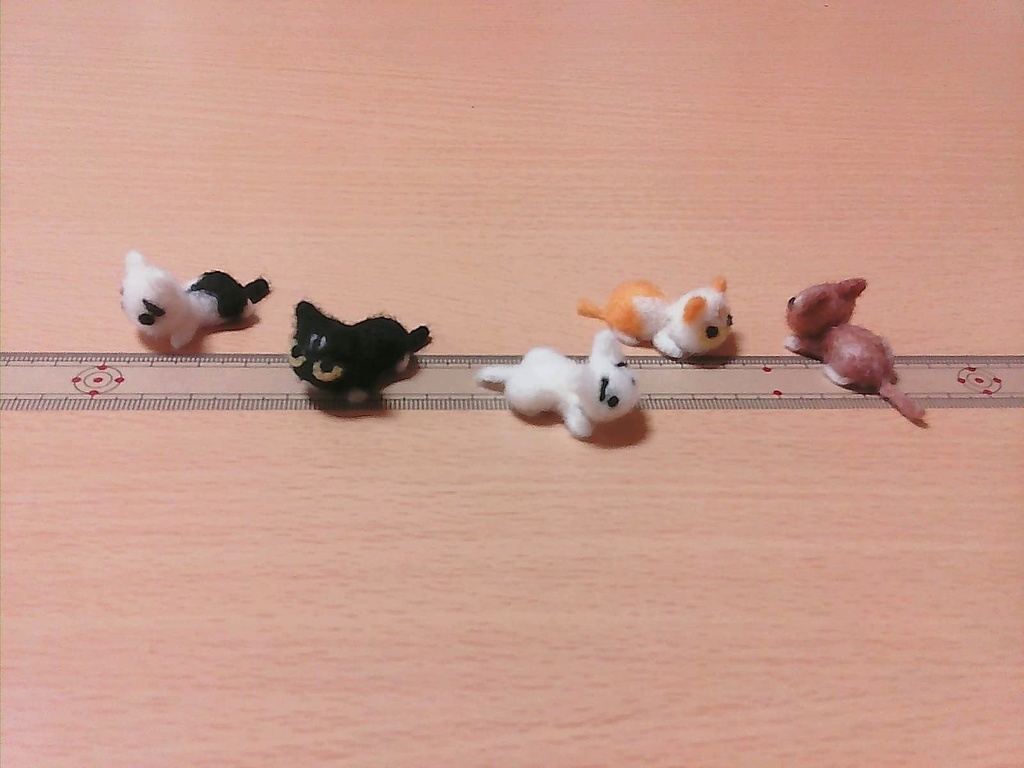 クセ猫 羊毛フェルト マグネット 5個セット(送料無料)