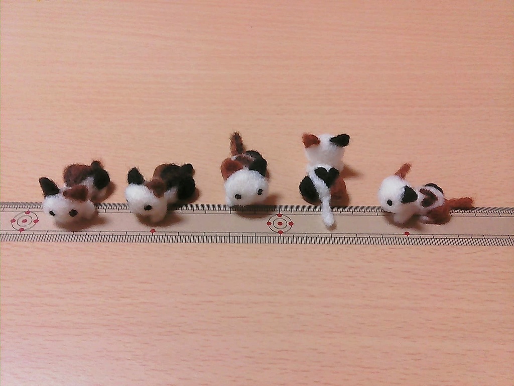 三毛猫　羊毛フェルト マグネット 5個セット（送料無料）