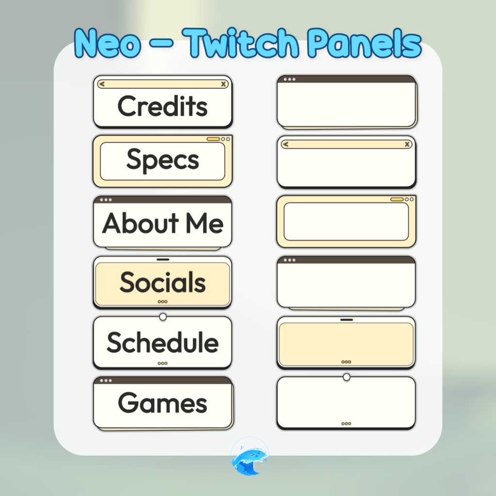 【Twitchパネル】レトロポップ・ネオブロータリズム 36種セット / Neo Twitch Panels Set (商用利用可)