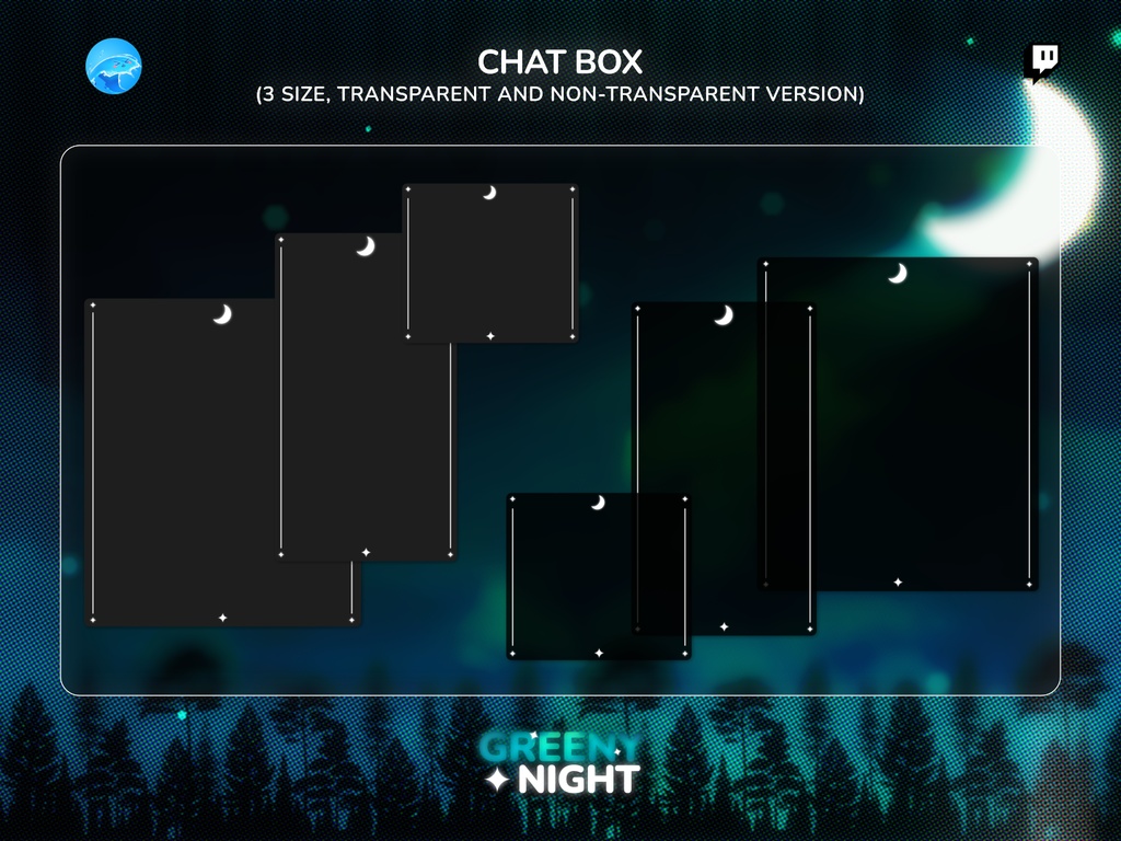【動く配信画面/フルセット】深緑の夜「Greeny Night」Cozy & Chill 配信オーバーレイパッケージ / Greeny Night Stream Package (商用利用可)