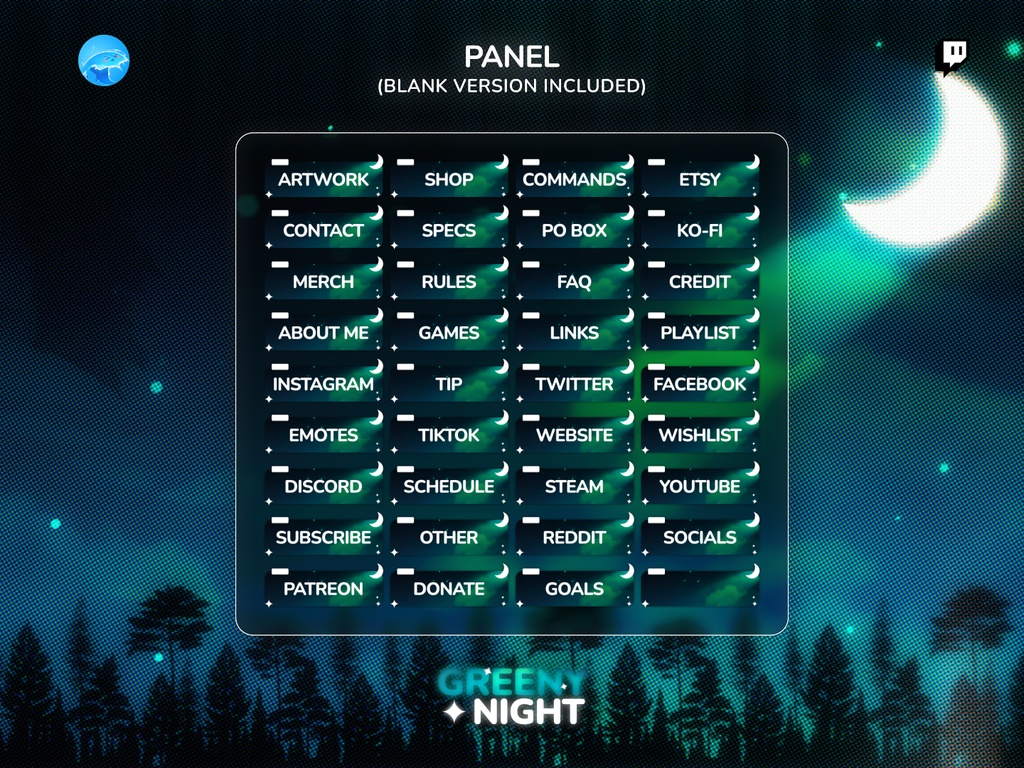 【動く配信画面/フルセット】深緑の夜「Greeny Night」Cozy & Chill 配信オーバーレイパッケージ / Greeny Night Stream Package (商用利用可)