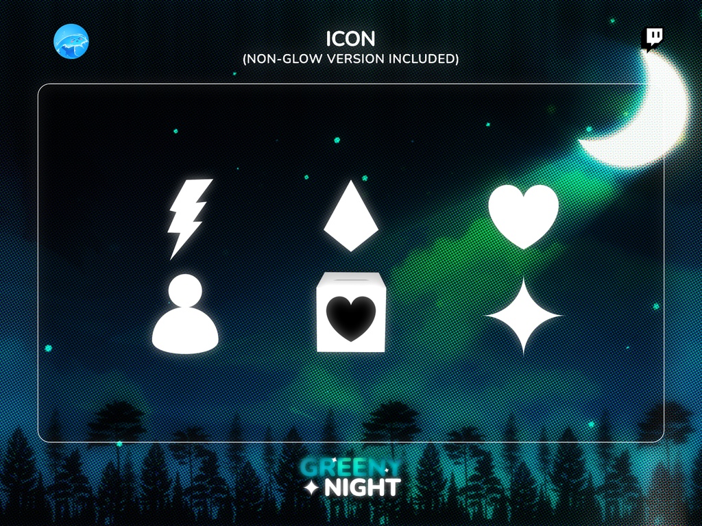 【動く配信画面/フルセット】深緑の夜「Greeny Night」Cozy & Chill 配信オーバーレイパッケージ / Greeny Night Stream Package (商用利用可)