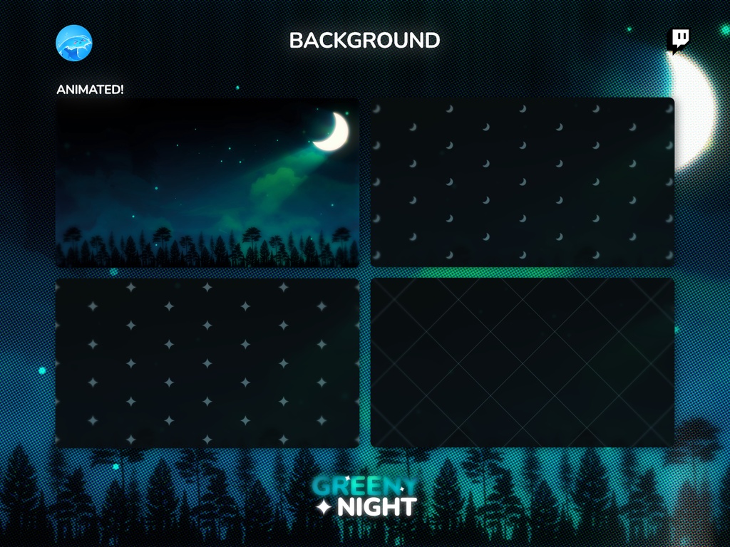 【動く配信画面/フルセット】深緑の夜「Greeny Night」Cozy & Chill 配信オーバーレイパッケージ / Greeny Night Stream Package (商用利用可)