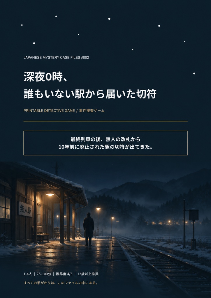 【PDF謎解き・1〜4人】深夜0時、誰もいない駅から届いた切符｜事件捜査ゲーム CASE002